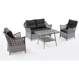 Lale 2+1+1+Masa Rattan Bahçe Balkon Mobilyası - Antrasit