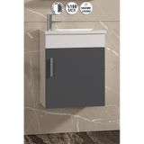 Lale 42x24 Cm Beyaz-antrasit Gri Mat Mdf Seramik Lavabolu Asma Banyo Alt Dolabı