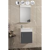 Lale 42x24 Cm Beyaz-antrasit Gri Mat Mdf Seramik Lavabolu Asma Banyo Dolabı Takımı Beyaz- Antrasit Gri