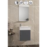 Lale 42x24 cm Beyaz-Antrasit Gri Mat MDF Seramik Lavabolu Asma Banyo Dolabı Takımı
