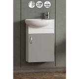 Lale 45 cm Beyaz-Sis Gri MDF Seramik Lavabolu Asma Alt Banyo Dolabı