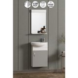 Lale 45 cm Beyaz-Sis Gri MDF Seramik Lavabolu Asma Banyo Dolabı Takımı