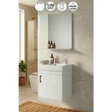 Lale 50x25 cm Beyaz MDF Seramik Lavabolu Asma Banyo Dolabı Takımı