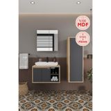 Lale 70 cm Set %100 Mdf Lavabolu Banyo Dolabı + Aynalı Dolap + Boy Dolabı