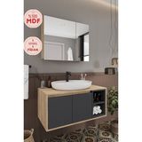 Lale 90 cm %100 Mdf Lavabolu Banyo Dolabı + Aynalı Dolap