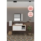 Lale Beyaz 100 cm %100 Mdf Lavabolu Banyo Dolabı + Aynalı Dolap