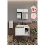 Lale Beyaz 70 Cm %100 Mdf Lavabolu Banyo Dolabı + Aynalı Dolap Beyaz Meşe