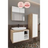 Lale Beyaz 70 cm Set %100 Mdf Lavabolu Banyo Dolabı + Aynalı Dolap + Boy Dolabı