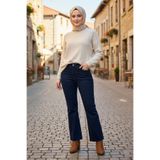 Lale Butik İspanyol Paça Kot Pantolon, Koyu Lacivert, 34 Beden, Kadın