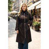 Lale Butik Kadın Tesettür Ceketi, Önü Fermuarlı Yaka Kadife Detay, Kahverengi, Standart Beden