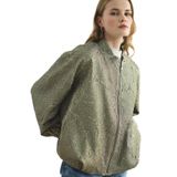 Lale Butik Kadriye Baştürk Jakar Balon Form İnce Bomber Ceket, Gold, 2 Beden