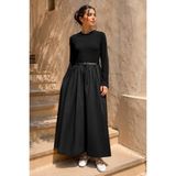 Lale Butik Kadriye Baştürküst Kısmı Penye Dar Kesim Kemerli Elbise 912 Siyah - 36