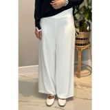 Lale Butik Krep Kumaş Bol Paça Pantolon 16008 Ekru