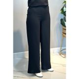 Lale Butik Krep Kumaş Bol Paça Pantolon 16008 Siyah