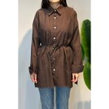 Lale Butik Kuşak Detaylı Basic Tunik, Kahverengi, 1 Beden, Kadın