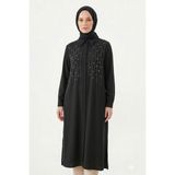 Lale Butik Levidor Önü Çizgili Taşlı Tunik Gömlek 210144 Siyah - 40