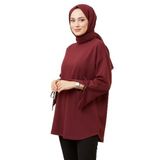 Lale Butik Manşeti ve Beli Bağcık Detay Sweat Tunik, Bordo, 2 Beden