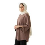 Lale Butik Manşeti ve Beli Bağcık Detay Sweat Tunik, Vizon, Kadın, 2 Beden