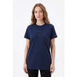 Lale Butik Missemramiss Pamuklu Nakışlı Tshirt Tunik 5360 Lacivert