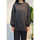 Lale Butik Modal Basic Sweat Kesme Detay Tunik, Kadın, Siyah, Beden 2