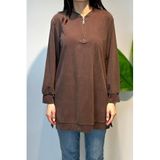 Lale Butik Pamuklu Basic Tunik, Kahverengi, 2 Beden, Kadın