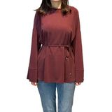 Lale Butik Pamuklu Bluz Tunik, Kadın, Bordo, Standart Beden