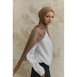 Lale Butik QEF Scarf Soft Line Pamuk Şal, 100 x 200 cm, Sütlü Kahve