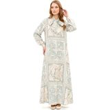 Lale Butik Yakası Bağlama Detay Etnik Desen Elbise 330347 Mint - 40