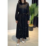 Lale Butik Yarım Patlı Fermuarlı Poplin Elbise 5779 Siyah - 3
