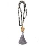 Lale Desenli Püsküllü 99 'lu Kristal Hac Umre Hediyelik Tesbih - 8mm Gri