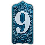 Lale Desenli Seramik Kapı Numarası 0-9 / Dış Mekan Dayanıklı (Yeşil, 9) - Çok Renkli