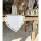 Lale Krem Fransız Dantel Detaylı Sehpa Örtüsü 40X145 cm Şık Tasarım - 0,5 x 9 cm - 001-Renkli