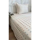 Lale Model Ekru Pembe Mavi Yatak Örtüsü / Pike Takımı Tek Kişilik - 180 x 220 cm