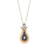 Lale Model Zirkon Taşlı Rose Bayan Gümüş Kolye