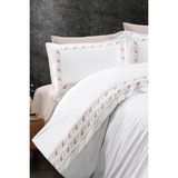 Lale Nakışlı %100 Pamuk Çift Kişilik Nevresim Takımı Tarçın - 200 x 220 cm