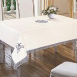Lale Nakışlı Es Güpürlü Masa Örtüsü Krem Gri 140x180 Cm