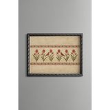 Lale ve Kuş Motifi - Vintage Desenli Çerçeve - İnce Model, Gümüş, 30 x 40