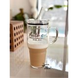 Laletta Mika Kapaklı Cam Pipetli Cam Termos/bardak 1200 ml - 1,2 lt - Şeffaf