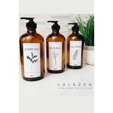 Lalezen 3'lü Amber Çiçekli Şampuan, Duş Jeli ve Saç Kremi Plastik Şişe 500 ml Şık Tasarım