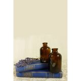 Lalezen Home 2 Adet Amber Kahverengi Mini Cam Şişe Vazo 100 Ml + 50 Ml