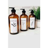 Lalezen Home 3lu Amber Çiçekli Şampuan Duş Jeli Ve Saç Kremi Etiketli Plastik Şişe 500 Ml