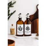 LALEZEN HOME Beyaz Standlı 2li Amber Beyaz Etiketli Yağdanlık 500ml