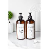 Lalezen Home Çiçekli Şampuan Ve Duş Jeli Etiketli Amber Sert Plastik Şişe 500 Ml
