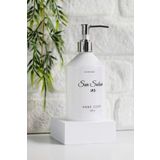 LALEZEN HOME Gümüş Krom Kapaklı Sıvı Sabunluk Etiketli Beyaz Şişe 500 Ml
