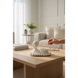 LALEZEN HOME Gümüş Renk Detaylı Örgü mumluk ve kadın stantlı set( tealight mum hediye )