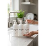 LALEZEN HOME Uzun Beyaz Stant Sıvı Sabun & bulaşık deterjanı & çamaşır suyu etiketli beyaz şişe