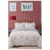 LALHOME Flowers Çift Kişilik Yatak Örtüsü Seti 240x260cm - Volanlı 2 Yastıklı %100 Polyester Mavi - Pembe