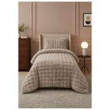 LALHOME Loria Tek Kişilik Peluş Yatak Örtüsü 160x220cm - Wellsoft Yumuşak Dokulu Kahverengi