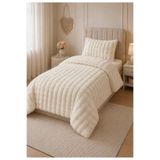 LALHOME Loria Tek Kişilik Peluş Yatak Örtüsü 160x220cm - Wellsoft Yumuşak Dokulu Krem