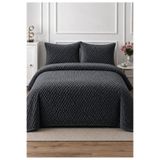 LALHOME Petek Wellsoft Çift Kişilik Yatak Örtüsü Seti 230x250cm - 2 Yastıklı Lüks Yumuşak Dokulu - Antrasit Siyah